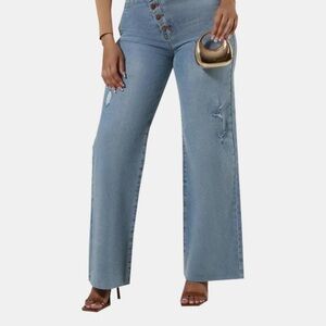 Women's Light Blue Wide-Leg Jeans